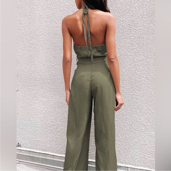 Bishop & Young ▪️NWT▪️ Margot halter jumpsuit ▪️Olive Green ▪️ Small - Picture 2 of 8